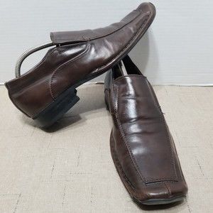Borelli Men Leather Loafers Brown Dress Shoes Slip On Size 9